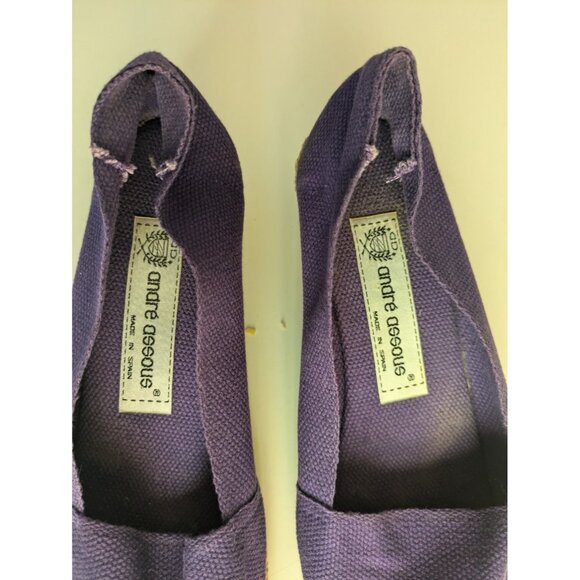 Vintage Andre Assous Purple Espadrilles Women's Sz 6, 6.5 Canvas Rope Heel Spain - Picture 2 of 16